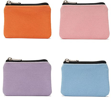 ZHONGLEFA 4 st liten canvas myntväska hållare kontanter väska med dragkedja kanvas handväska påse väska plånbok dragkedja påse för kort nycklar kontanter headset läppstift, flerfärgad, 13*8.5cm