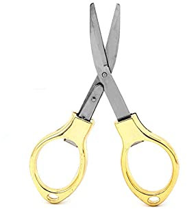 Salatschere, 1 Stück, zusammenklappbar, für Camping, Edelstahl, Schere, Schlüsselanhänger, Angelschere, Taschen-Minischneider, Basteln, Nähen, sicher (Gold)