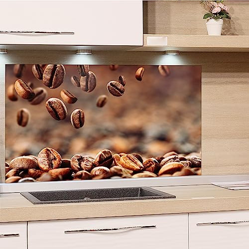 GRAZDesign Spritzschutz Küchenrückwand Glas Küche für Herd & Küchenspüle, Kaffee Bohnen braun - Glasplatte für Rückwand Küchenwand Wandschutz | 80x40cm