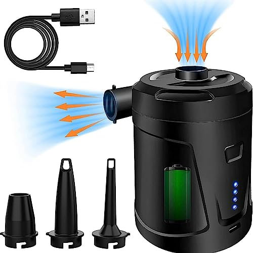 伟 祥 Bomba de Aire eléctrica para inflables, Bomba de colchón de Aire con 3 boquillas, inflador/deflactor Bomba de Aire rápida para airbed, inflables de Camping, Piscina Infantil