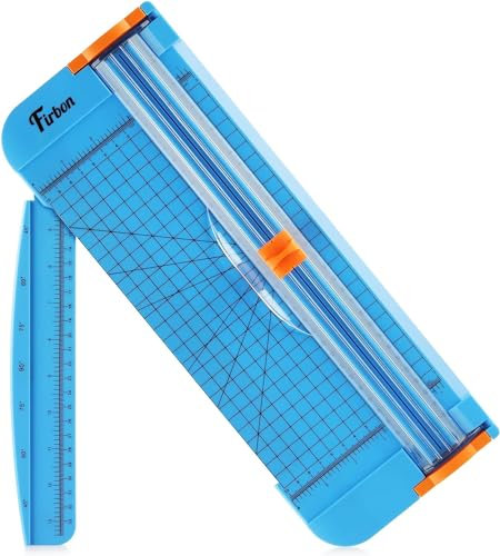 Firbon A4 Papierschneider 12 Zoll Titan Gerader Schneidemaschine Blau mit Automatischem Sicherheitsschutz und Seitenlineal Austauschbare Klinge für Coupon, Bastelpapier, Etikett und Foto