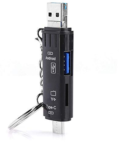 USB Typ C OTG Adapter, Tragbarer Speicherkartenleser, USB 2.0/Typ C/Micro USB Adapter und OTG Funktion, für PC, Laptop, Smartphones, Tablets (Black)