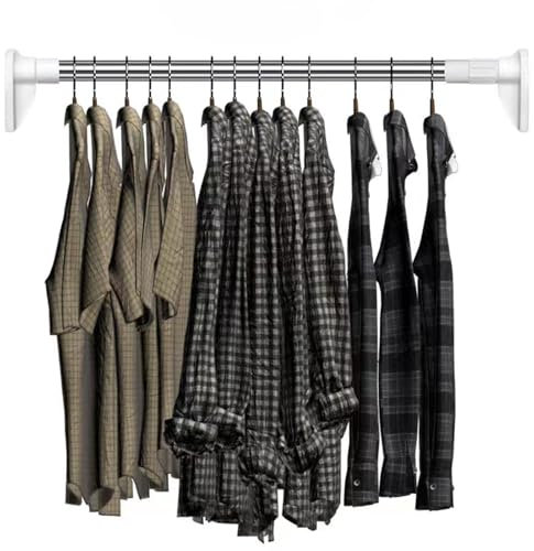 YANBI Schrankrohr Kleiderstangen zum Aufhängen von Kleidung, Verstellbare Wäscheständer-Verlängerungs-Hängestange, Teleskop-Vorhangstange für Duschfenster Ohne Bohren (Size : 110-200cm)