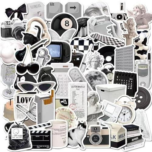 Vintage Aufkleber, Sticker Aesthetic für Wasserflaschen, Scrapbooking, Laptops,Wasserfeste Vinyl Aufkleber für Kinder Mädchen Jugendliche (Ins Style-50 Stück)
