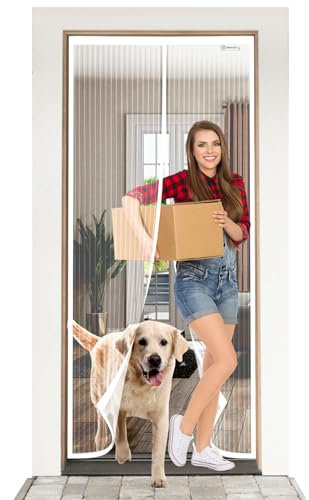 ESMAYULO Fliegengitter Tür 85x230 cm, Magnet Fliegengitter Balkontür, Insektenschutz Der Magnetvorhang Ist Ideal Für Die Balkontür, Kellertür und Terrassentür, Weiß