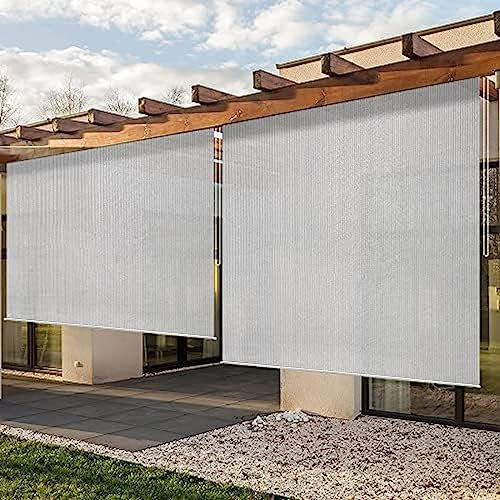 Outdoor-Rollo, Jalousien, Sonnenschutzrollo für Veranda, Terrasse, Pergola, Sonnenschutz-Sichtschutz, wasserdichtes, lichtfilterndes Gewebe, 101,6 cm B x 180 cm L