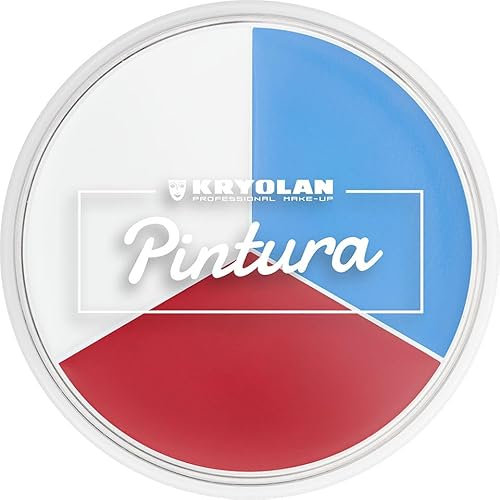 Kryolan Pintura Trio Karnevalsfarben, Fanschminke Frankreich - Blau-Weiß-Rot, Hautfreundlich, Waschbar, Perfekt für Kinder, Partys & Fußballfans