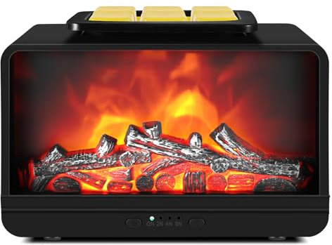 Wowlela Quemador eléctrico de llama dinámica chimenea lámpara de fragancia eléctrica para cera con 4 temporizadores y 3 brillo, lámpara de cera aromática eléctrica de Navidad para el hogar, oficina