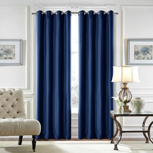 Tende ultra morbide, 100% oscuranti, in velluto, set di 2 pannelli, in rosa cipria, per soggiorno, isolamento termico, riduzione del rumore, insonorizzate, tende di lusso blu scuro, 254 x 160 cm