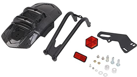 Parafango Posteriore Universale per Moto, Stile Fibra di Carbonio, Protezione Antispruzzo per Ruote da 12-18 Pollici, ABS e Metallo, Facile Installazione