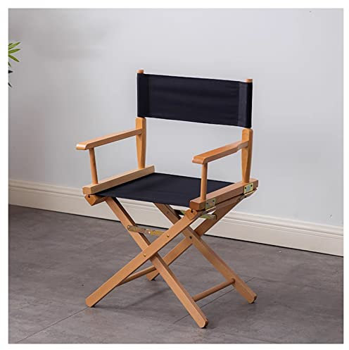 JNTFNE Tragbarer Regiestuhl, professioneller Klappstuhl, für Künstler, Make-up-Stuhl, Unterstützung für 113 kg Massivholz und Polyester, Schwarz, A