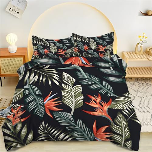 Qiwagu Bettwäsche 135x200 Schwarz Bettbezug Set 135 x 200 cm, Weiche Atmungsaktiv Mikrofaser Reversibel Bettwäsche-Sets mit Reißverschluss, 2 Kissenbezug 80x80 cm