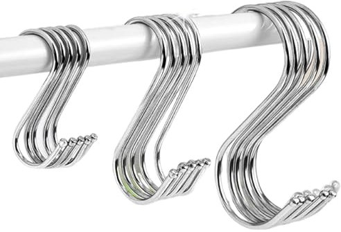 CALLYSONIC Lot de 10 grands crochets en forme de S, 8 cm, à suspendre, en acier inoxydable, double crochet, convient pour cuisine, balcon, salle de bain, chambre à coucher et bureau