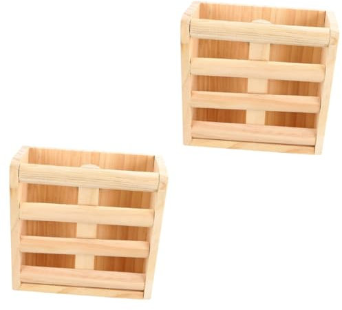BUGUUYO 2pcs Wooden Feeder Hay Rack for Rabbits Guinea Pigs Chinchillas Cage Mount
