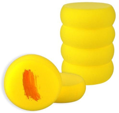 6 Pcs Round Painting Sponge, 3 Inch Face Paint Sponges Pottery Painting Sponges Yellow Soft Artist Sponge for Pottery Art Craft Clay Face Paint Ceramics