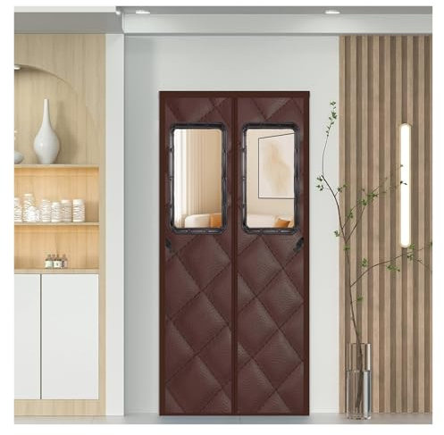 YXEHZ Winter Verdickter Türvorhang Winddichte Thermovorhang Tür Magnet Wärmeschutzvorhang Thermovorhang Kälteschutz Tür Passend für Hofbalkon Braun(1.1x2m)