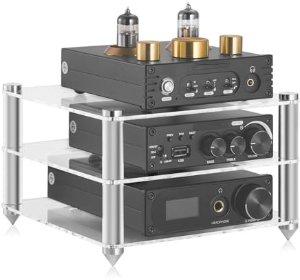 Nordivo Mobile Stereo Hi Fi Rack In Acrilico, 2 Ripiani, Moderno, Scaffale Av, Per Giradischi, Soggiorno, Sala Giochi
