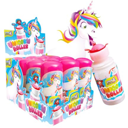 Unicorn Roller 12er Display – Flüssige Süßware Erdbeere – Einhorn-Roller zum Zunge-Färben – Süßigkeiten für Partys, Kindergeburtstage oder Großveranstaltungen