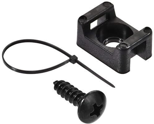 TA-VIGOR 50Sets Nylon Cable Tie Mount Base, 14.6mm x 10mm x 6.85mm Saddle Type Mount Wire Holder, Cable Zip Ties, Adjustable Cable Tie Holder with Screws and Ties for Wire and Cable Tidy, Black