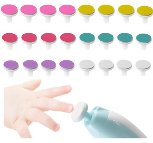 24 stycken babynageltrimmer baby nagelfil elektrisk nagelfil barn ersättningskuddar för nagelklippare sliphuvuden elektrisk nagelfil barnvård set nageltrimmer professionell