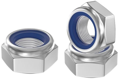 GUEEYUAW 50 Piezas Tuercas Hexagonales M6, Acero Inoxidable 304 A2 V2A DIN 985 Tuercas Autoblocantes