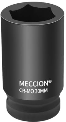 Meccion Steckschlüssel Sechskant 30mm mit 3/4 Antrieb, Industriequalität CR-MO Schlagschrauber Einsatz, Tief, 80mm Gesamtlänge
