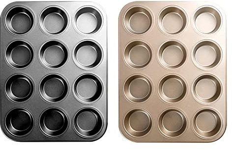 djgkENVQ Pirofila, Set di 2 stampi for muffin, piccoli stampi for torte, teglia antiaderente bifacciale