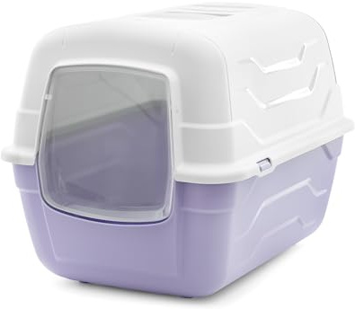 Record Lettiera per Gatti Chiusa To Go con Filtro e Paletta, Lilla 52 x 40 x 40h cm. Toilette in Plastica Design Moderno, Facile da Pulire, Made in Italy