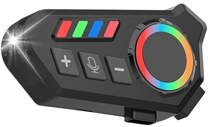 Genérico Auriculares para Motocicleta, de Comunicación con Asistente Voz, Luz Colorida, Impermeable, Cancelación Ruido Actividades Exteriores, Esquí, Motonieve,