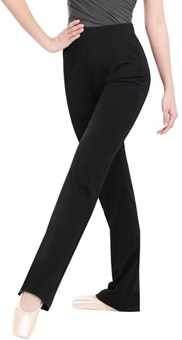 s.lemon Pantaloni da Donna a Gamba Dritta Elasticizzati per Danza Classica per Adulti Pantaloni Jazz Pantaloni da Yoga Nero 9349 165