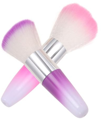 OSALADI Brochas para Polvos de Uñas 2 Unidades Rosa y Morado Cepillo Removedor de Polvo para Manicura Profesional Herramienta Compacta para Limpieza de Uñas y Maquillaje