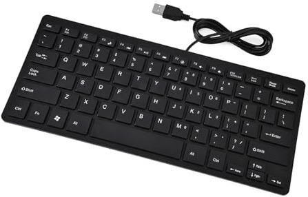 RASTKY Clavier Filaire USB Mince 78 Touches Ordinateur de Bureau Ordinateur Portable () Clavier Portable Compact avec Gravure (Black)