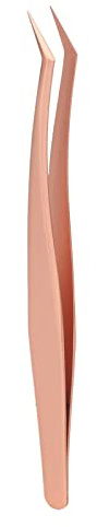 Ögonfransspincett ergonomisk roséguld rostfritt stål lösögonfransar förlängning pincett (kort sned pincett)