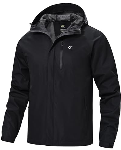 Huayuzh Mens Waterproof Jackets Men's Outdoor Rain Jacket Lightweight Coat Packable Windproof Softshell Hiking Fishing
