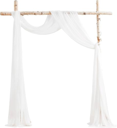 QYMLSH Arco Nuziale in Tessuto Chiffon, Drappo Bianco con Sfondo, Adatto per Ricevimento Cerimoniale, Materiale Anti-attaglio, per Gazebo, Archi, Soffitti, Decorazioni per Feste