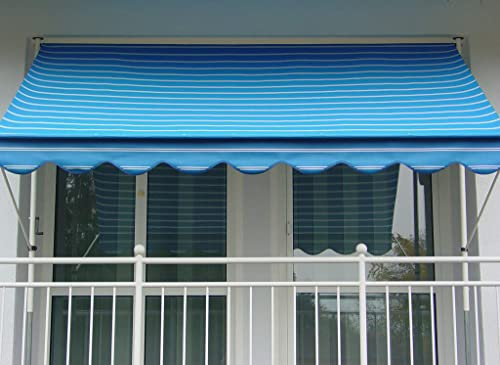 Angerer Freizeitmöbel GmbH Klemmmarkise Exklusiv - Markise für Sonnenschutz - Montage ohne Bohren und Dübeln - ideale Balkonmarkise für Mietwohnungen (Blau, 250 cm)