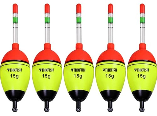 THKFISH Posen Set, 5 Stück Leuchtend Angeln-Schwimmt Posen, Eva Angelposen Set mit 10 Glühen Sticks, Nacht-Angeln Bobber Float für Crappie, Hecht, Barsch, 5g/15g/30g/40g
