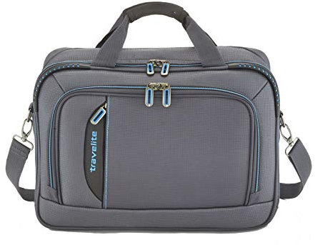 travelite Handgepäck Bordtasche mit Laptopfach + Aufsteckfunktion, Gepäck Serie Crosslite: Robuste Weichgepäck Reisetasche im Business Look, 089504-04, 42 cm, 21 Liter, anthrazit