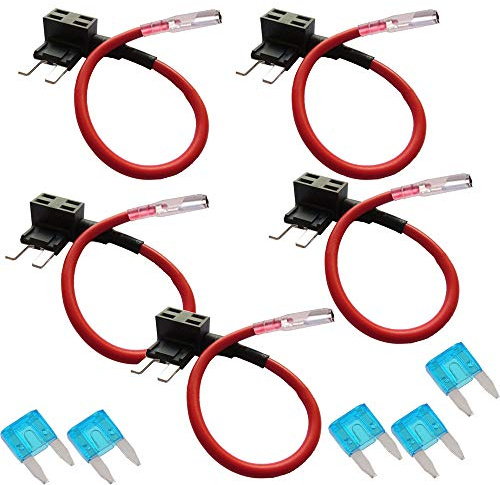 Mintice™ 5 X 12V LKW Mini Flachsicherungsadapter Sicherungshalter für Spannungsabgriff KFZ Flachsicherungen Autosicherungs