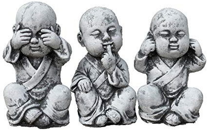 stoneandstyle Statue 3 x Bouddha Moine de Pierre, sont expédiés, au Gel Jusque -30 °c, en Massif Pierre …