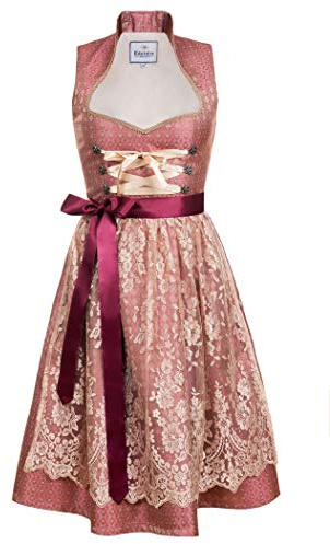Edelnice Trachtenmode Exklusives Designer Stehkragen Midi Dirndl Diana inkl. Spitzen Dirndlschürze Gr. 32-54