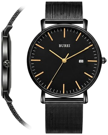BUREI Ultra Dünne Uhren Herren Analoges Datum Armbanduhr Herren mit Japanisches Quarzwerk, Geschenke für Männer