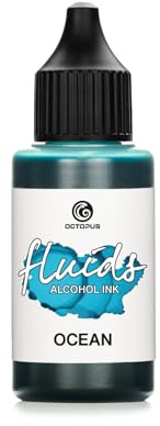 30ml Fluids Alcohol Ink BLUE OCEAN, Alkoholtinte für Fluid Art und Resin, blau | Transparente, schnell trocknende Künstlerfarbe für Alcohol Ink Art auf Yupo und glatten, nicht porösen Oberflächen
