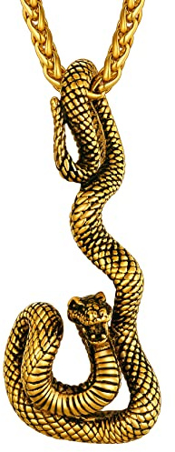 Richsteel Schlangenanhänger Herren Edelstahl 316L,Gothic Halskette mit verstellbarer Kette 55+5cm, Punk Hip Hop Schmuck für Jungen