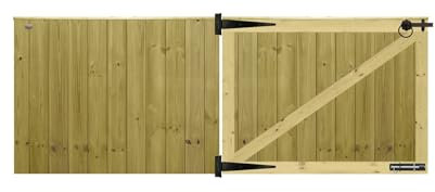 Premier Garden Supplies PGS Tongue & Groove Fully Framed Capped Flat Top Made to Measure Driveway Gates Measurements Height <3ft (90cm) x Width: 213cm - 244cm +450mm Hinge Ring Latch Kit