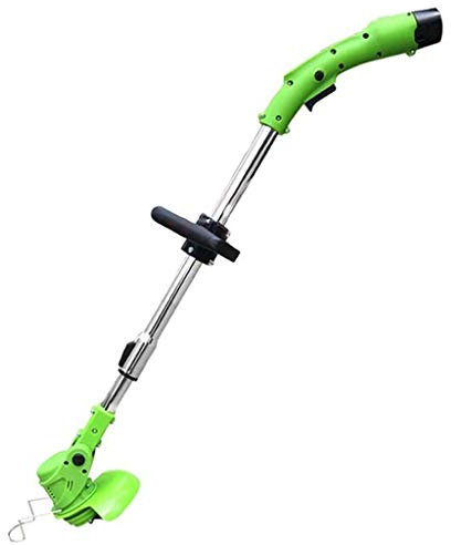 Cortacésped eléctrico, desbrozadora recargable pequeña para el hogar, cortadora de césped multifunción para exteriores, motor de alta potencia de 450 W, velocidad 0-18000r/min (batería verde de 1