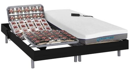 Vente-unique DREAMEA Matratzen elektrischer Lattenrost 2er-Set mit OKIN-Motor - 1 Zone - 2X 90 x 200 cm - Schwarz - HESIODE III