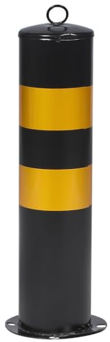 iplusmile Security Barrier Safety Bollard Post Stainless Steel Parking Barrier Driveway Security Post Warning Column Road Barricade Yellow Bollards for Garage Parking Lot 50cm