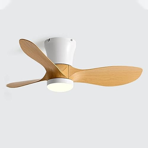 fUfIzU 3-Blade 36 Inch Ceiling Fan with Lights Mute Remote Ceiling Fan Light Imitation Wood Flush Mount Fan Light Modern Simple Small Ceiling Fan with Light for Bedroom Living Room,Wood