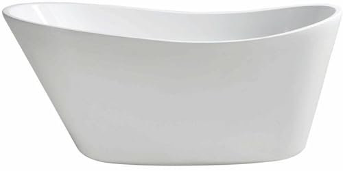 Saqu Spa Curved freistehende Badewanne - mit weißem Abfluss - 150x72 cm - Weiß - Standbadewanne Acryl